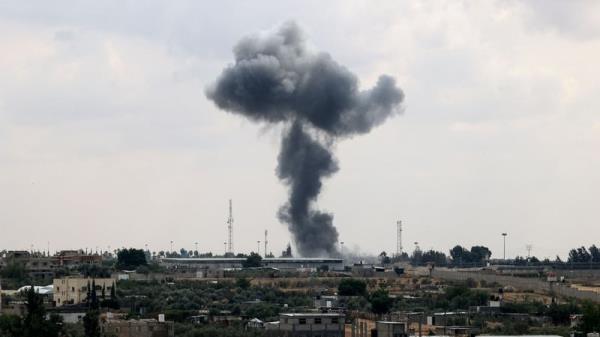 Smoke pictured rising from the Rafah border crossing with Egypt during an Israeli airstrike last year