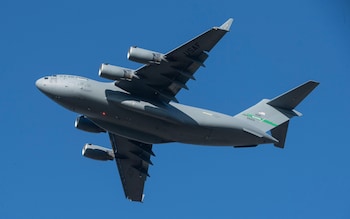 The Parachute Regiment Battlegroup co<em></em>nduct a Joint Forcible Entry (JFE) from US Army C-17 aircraft - parachuting o<em></em>nto a field in Central Estonia