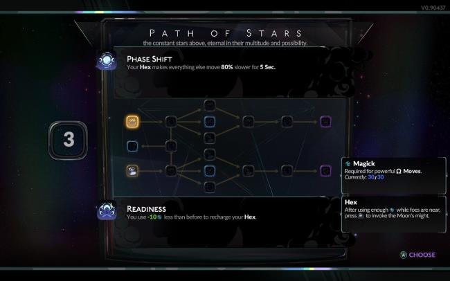 A screenshot of the path of stars from Hades 2