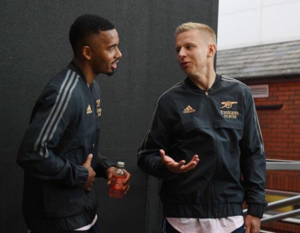 Arsenal stars Gabriel Jesus and Oleksandr Zinchenko