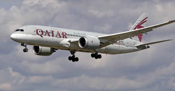 A Qatar Airways Boeing 787-8 Dreamliner.