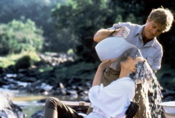 American actors Robert Redford and Meryl Streep on the set of Out of Africa 