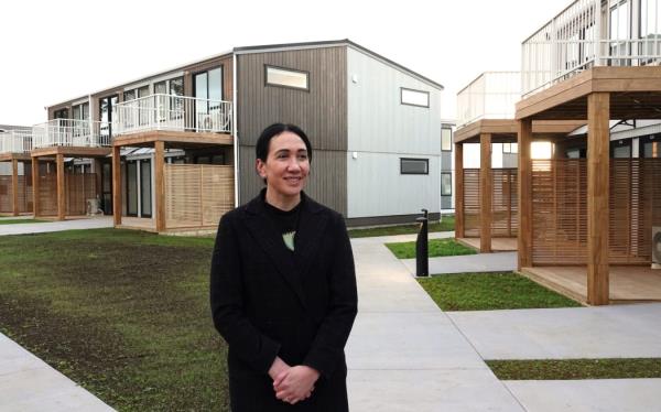 Te Hau Ora o Ngāpuhi chief executive Tia Ashby says she’s extremely proud of the new housing complex. Photo: Peter de Graaf / RNZ