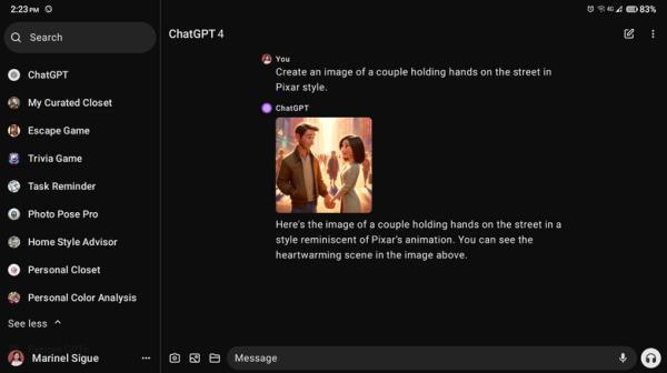 sample image generation on ChatGPT