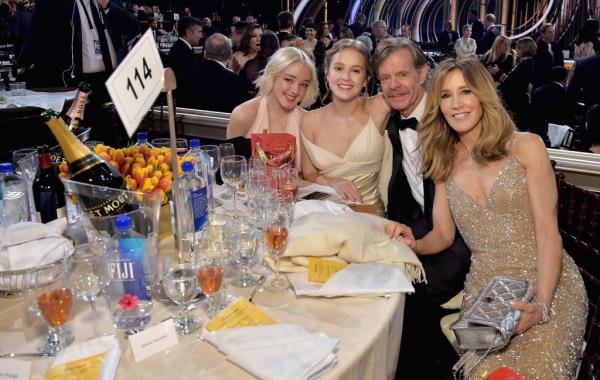 Sofia Grace Macy, Georgia Grace Macy, William H. Macy, and Felicity Huffman attend FIJI Water at the 76th Annual Golden Globe Awards on January 6, 2019