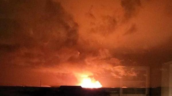 The eruption seen from Vatnsleysustrand. Pic: Icelandic Met Office