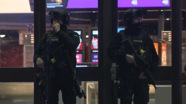 Firearms officers are involved in the hunt for the gunman