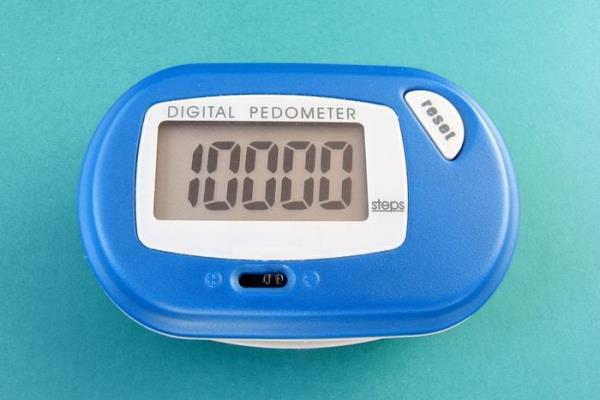 Pedometer displaying 10000 steps