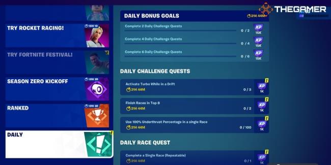 Fortnite Rocket Racers: Daily Quests