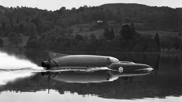 Do<em></em>nald Campbell's hydroplane Bluebird on Co<em></em>niston Water, Lancashire on May 12, 1959. Pic: AP Photo