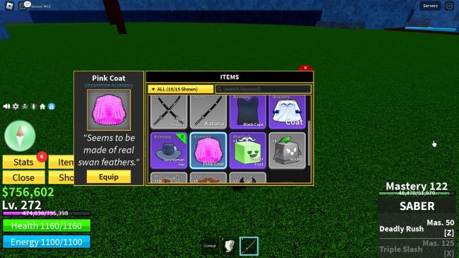 Roblox Blox Fruits, the Pink Coat in the items