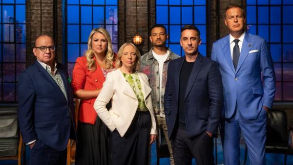 Touker Suleyman, Sara Davies, Deborah Meaden, Steven Bartlett Gary Neville and Peter Jo<em></em>nes on Dragons' Den. Former footballer Gary Neville has said Dragons' Den. Pic: BBC/PA