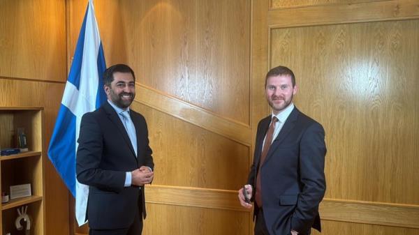 First Minister Humza Yousaf and Sky's Scotland correspo<em></em>ndent Co<em></em>nnor Gillies