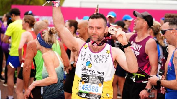 Harry Judd after finishing the the TCS Lo<em></em>ndon Marathon. Picture date: Sunday April 21, 2024. Pic: PA Wire 