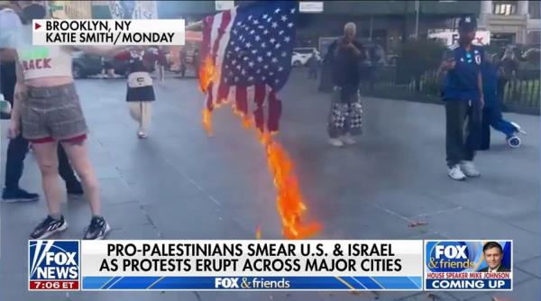 Anti-Israel protesters burn American flag in NYC