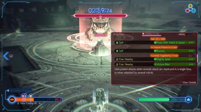 The Assess menu revealing all of an enemy's Gambits and Actions in Final Fantasy 7 Rebirth.