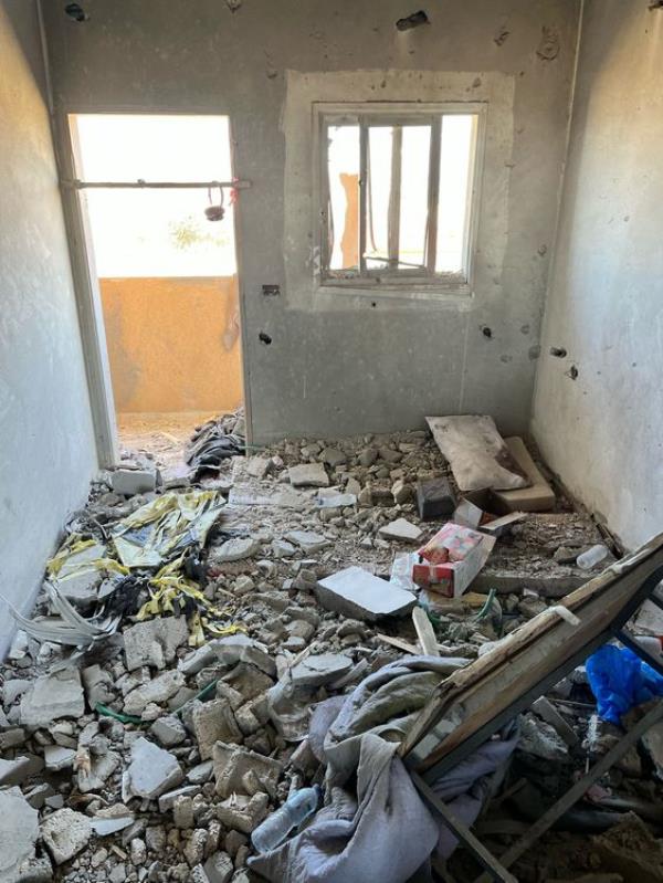 The box of a remote-co<em></em>ntrolled toy car seen among the damage in one of the north facing rooms. Pic: MSF