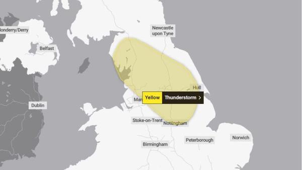 A yellow weather warning has been issued for Tuesday. Pic: Met Office