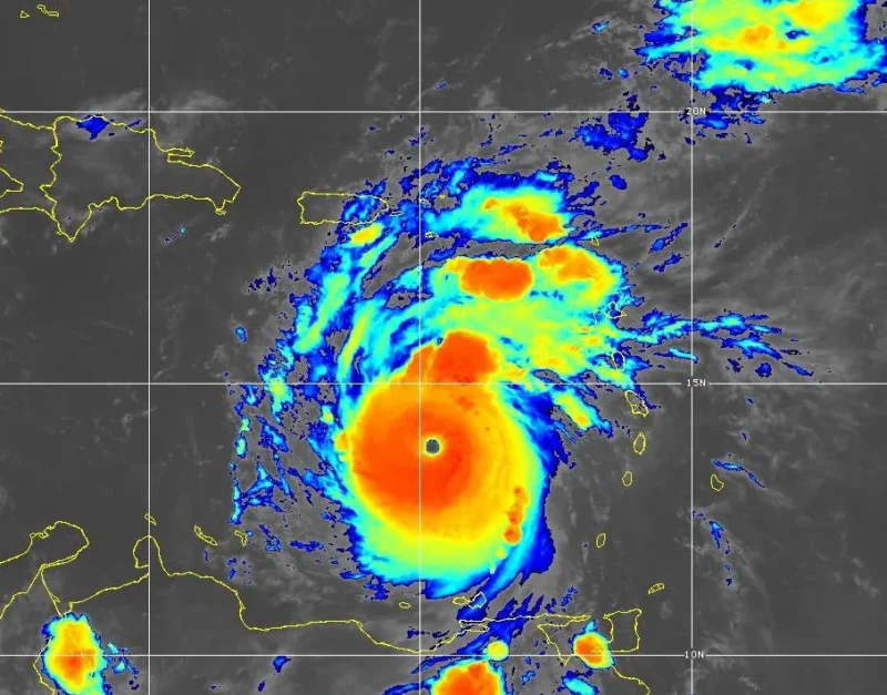 Orange swirling hurricane.