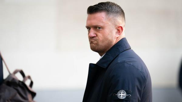 Tommy Robinson arriving at Westminster Magistrates' Court