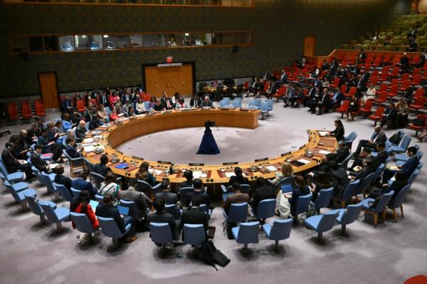 An overall view as the UN Security Council holds a meeting on the situation in the Middle East at UN headquarters