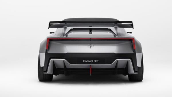 Polestar Co<em></em>ncept BST, rear showing diffuser and swan-neck wing