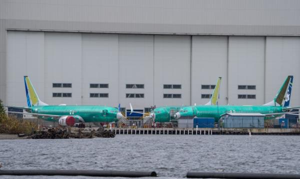 Boeing 737 MAX airplanes parked outside the Boeing factory in Renton, Washington on March 25, 2024