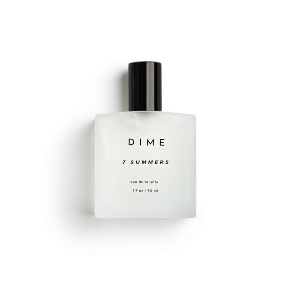 A white bottle of '7 Summers' eau de toilette from DimeBeautyCo.