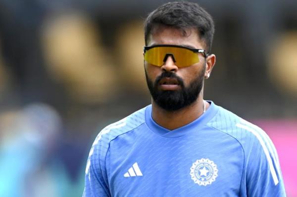 GEORGETOWN, GUYANA - JUNE 26: Hardik Pandya of India during a net session as part of the ICC Men's T20 Cricket World Cup West Indies & USA 2024 at Providence Stadium on June 26, 2024 in Georgetown, Guyana. (Photo by Gareth Copley/Getty Images)