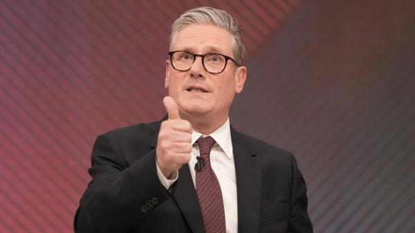 Sir Keir Starmer, addresses the audience during a Sky News election event with Sky's political editor Beth Rigby, in Grimsby. Pic: Stefan Rousseau/PA Wire