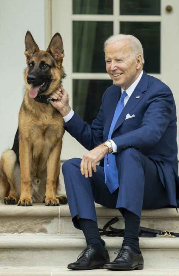 Biden with his German Shepherd, Commander