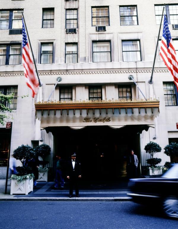 Outside the Carlyle Hotel