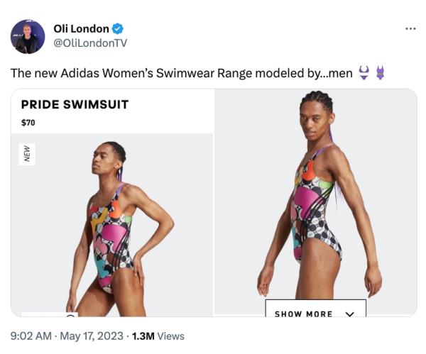 Adidas on Tuesday dropped its Pride 2023 collection, and social media users are outraged that the clothing's gender labels don't align with the model's appearance.