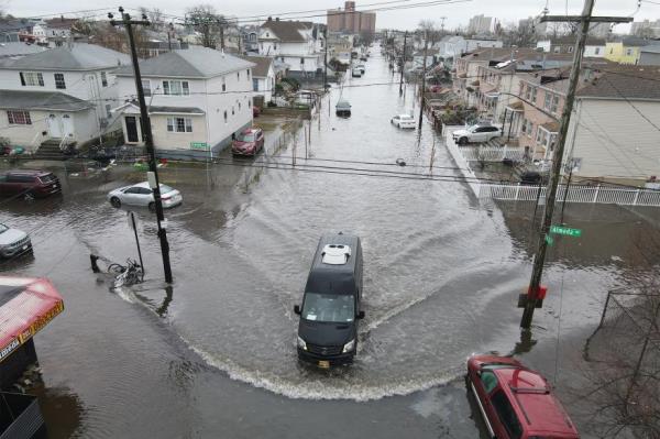 Flooding is seen in the Rockaways on Beach 72nd Street.