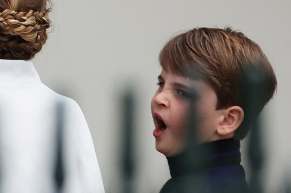 Prince Louis busts out a yawn at Saturday at the coro<em></em>nation of King Charles III and Queen Camilla.