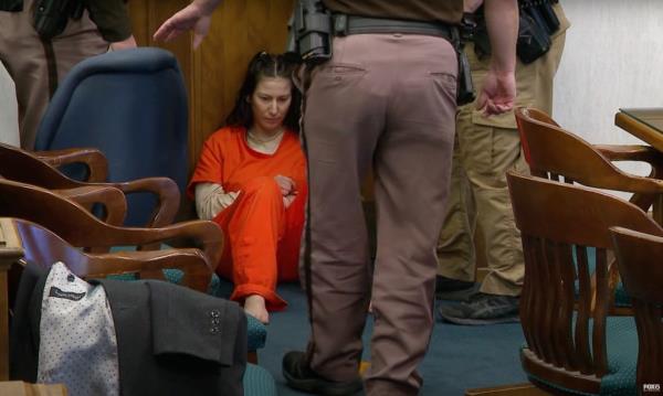 Murder suspect Taylor Schabusiness after her courtroom attack