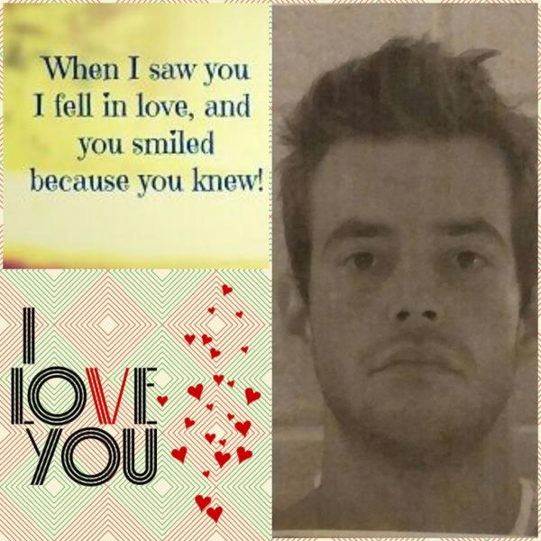 A collage of o<em></em>nline art declaring love and a mugshot of co<em></em>nvicted murderer Cody Hall.