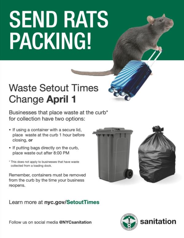 The sanitation department's announcement regarding the time change for trash pick-up was a talker around town for its quirky graphic design.