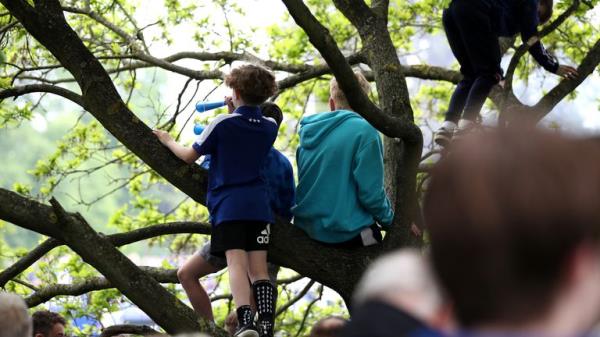 Ipswich Town fans during an open-top bus parade. Pic: PA