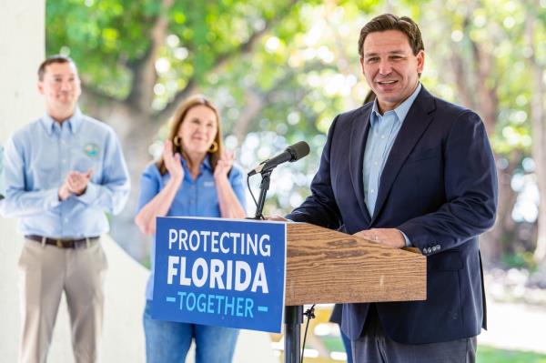 Gov. Ron DeSantis, pictured speaking Dec. 1 in Miami, tops Do<em></em>nald Trump among like Republican primary voters. 