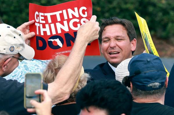 Gov. Ron DeSantis greets supporters in Florida on Nov. 3.