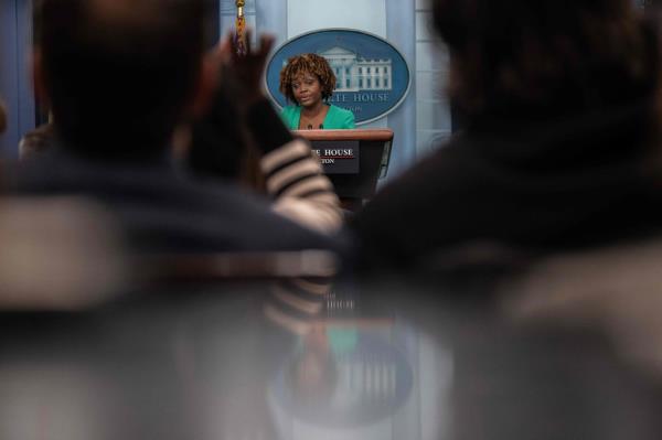 White House press secretary Karine Jean-Pierre at the daily briefing on Wednesday.