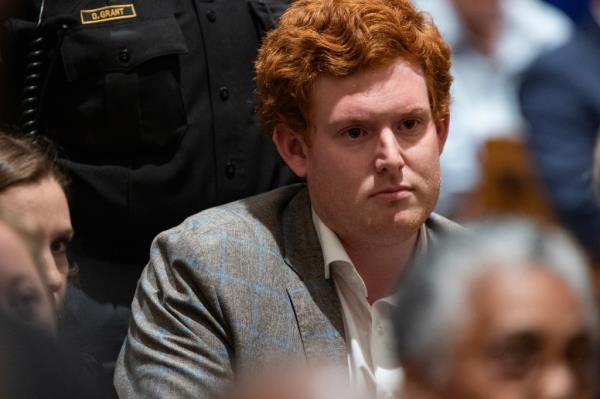 Buster Murdaugh seated in a Colleton County courtroom in South Carolina during his father's 2023 trial.