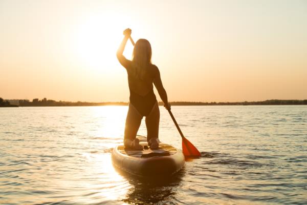 Woman paddling in Sag Harbor Bay