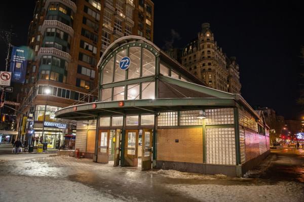 the majestic entrance to the west 72nd street subway station in manhattan