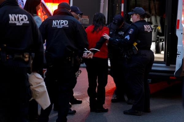 Protest break out at 77 Street and Madison Avenue, protesting climate change near the Met Gala.