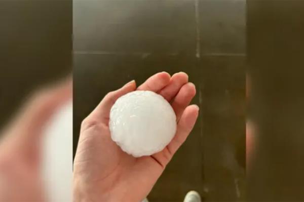 Tennis ball-sized hail in Chickasha, OK 