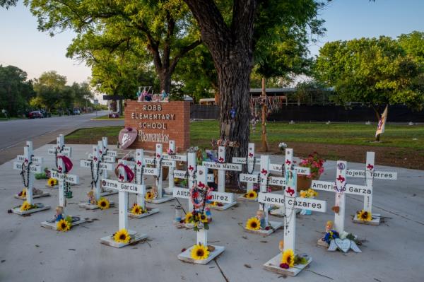  A memorial dedicated to the 19 children and two adults murdered on May 24, 2022.