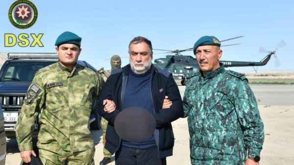 Ruben Vardanyan is seen detained by Azerbaijan's border service perso<em></em>nnel in unidentified location, Azerbaijan, in this picture released September 27, 2023