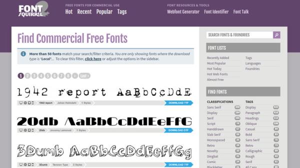 Font Squirrel homepage sample